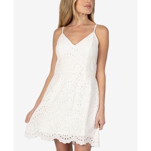 Speechless White Juniors Eyelet Fit & Flare Dress